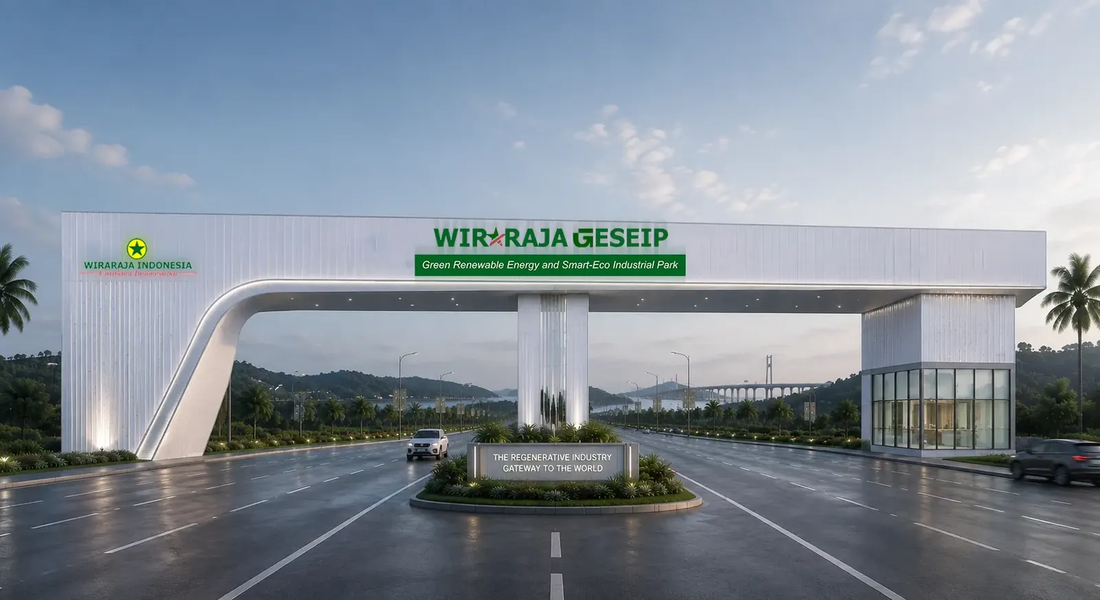Gateway render of the Green Renewable Energy and Smart-Eco Industrial Park II on Galang Island